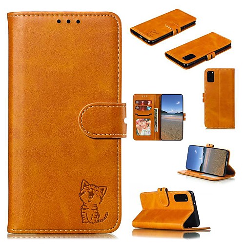 

Phone Case For Samsung Galaxy Full Body Case Leather Wallet Card S20 Plus S20 Ultra S20 S20 FE 5G Note 20 Ultra Galaxy A91 / M80S A51 S10 S10 S10e Wallet Card Holder with Stand Solid Color PU