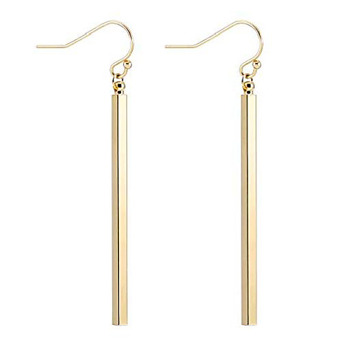 

minimal long bar earrings gold plated drop line dangle geometric jewelry for women girls