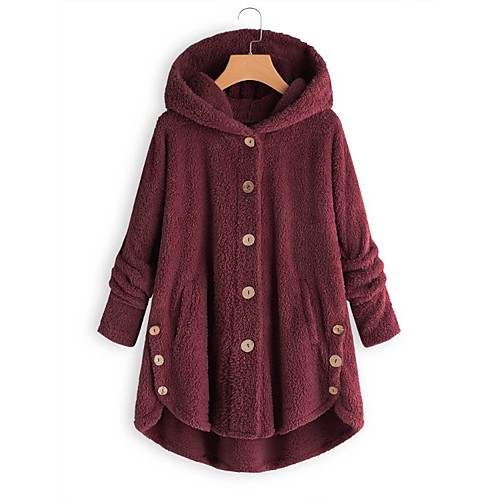 

Women's Coat Daily Fall & Winter Long Coat Loose Active Jacket Long Sleeve Solid Colored Yellow Blushing Pink