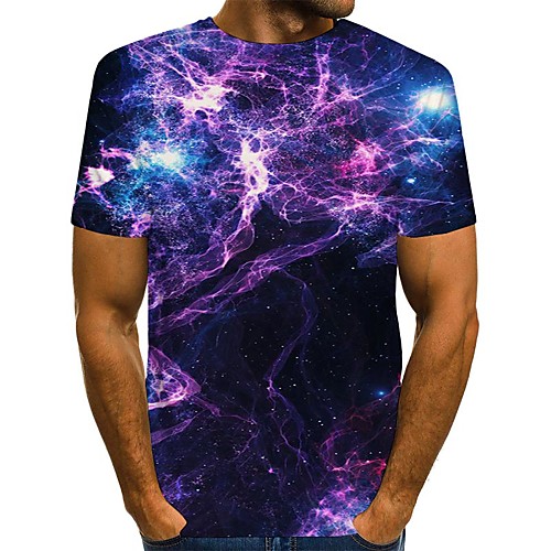 

Men's T shirt 3D Print Graphic Print Short Sleeve Daily Tops Streetwear Purple