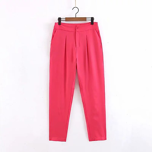

Women's Basic Streetwear Comfort Daily Going out Pants Chinos Pants Solid Colored Full Length Pocket Fuchsia