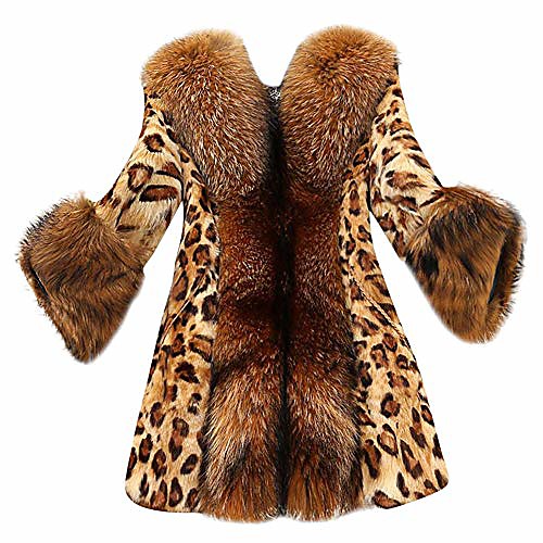 

Women's Coat Casual / Daily Fall & Winter Regular Coat Regular Fit Casual Jacket Pattern Others Leopard print mid-length
