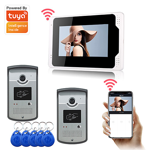 

LITBest WIFI / Wired & Wireless 7 inch Recording / RFID Hands-free Two to One video doorphone