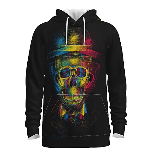 

Men's Pullover Hoodie Sweatshirt Graphic 3D Skull Front Pocket Hooded Halloween Daily 3D Print 3D Print Halloween Hoodies Sweatshirts Long Sleeve Rainbow