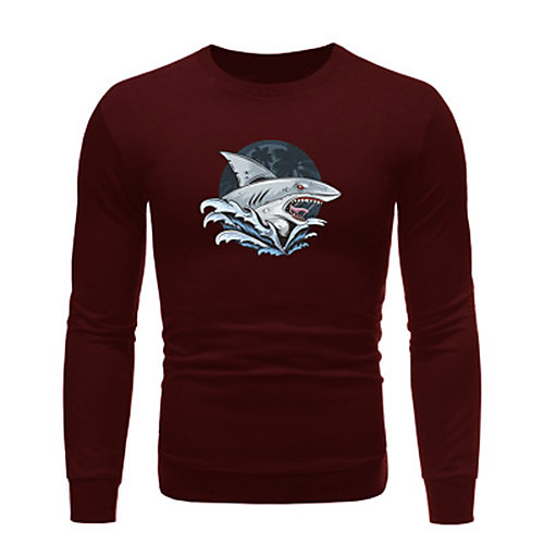 

Men's Pullover Sweatshirt Solid Color Animal Round Neck Daily Casual Hoodies Sweatshirts Long Sleeve Loose Wine Light gray Black