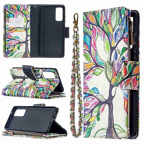 

Case For Samsung Galaxy A42 5G Galax S20 Ultra Galaxy S20 Wallet Card Holder with Stand Full Body Cases Big Tree Painted Zipper Bag PU Leather TPU for Samsung Galax Note 20 Ultra A21S A51 A71