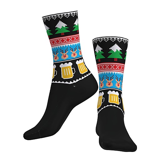 

Crew Socks Compression Socks Calf Socks Athletic Sports Socks Cycling Socks Women's Men's Bike / Cycling Breathable Soft Comfortable 1 Pair Graphic Christmas Santa Claus Cotton Black S M / Stretchy