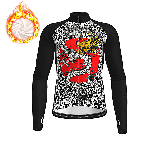 

21Grams Men's Long Sleeve Cycling Jersey Winter Fleece Polyester Yellow Black Dragon Bike Jersey Top Mountain Bike MTB Road Bike Cycling Fleece Lining Warm Quick Dry Sports Clothing Apparel
