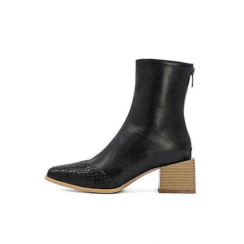 

Women's Boots Block Heel Boots Chunky Heel Pointed Toe Booties Ankle Boots Classic Daily Walking Shoes PU Sequin Color Block White Black Yellow / Mid-Calf Boots