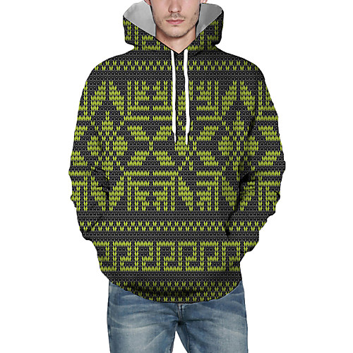 

Men's Pullover Hoodie Sweatshirt Print Graphic 3D Hooded Christmas Daily 3D Print Christmas Hoodies Sweatshirts Long Sleeve Light Green