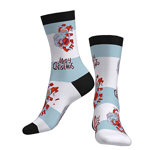 

Crew Socks Compression Socks Calf Socks Athletic Sports Socks Cycling Socks Women's Men's Bike / Cycling Breathable Soft Comfortable 1 Pair Graphic Christmas Santa Claus Cotton White S M / Stretchy