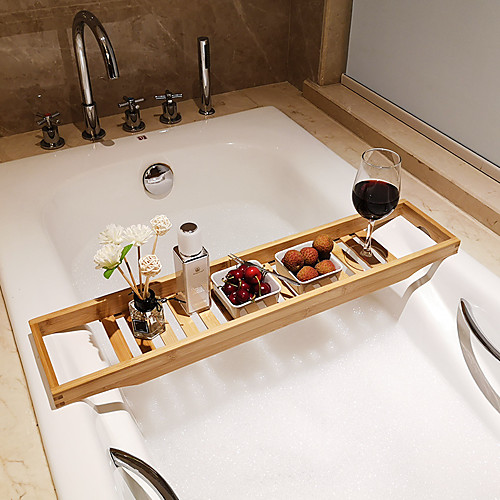 

Bathtub Shelf Bamboo Wood Bath Caddy can Storage Book,iPad or Wine Glass Holder Bathroom Organizer Tray Non-Slip