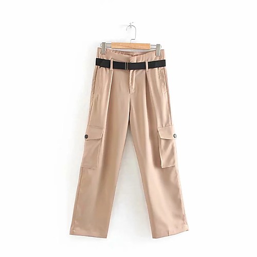 

Women's Basic Streetwear Comfort Daily Going out Wide Leg Pants Pants Solid Colored Full Length Pocket Khaki