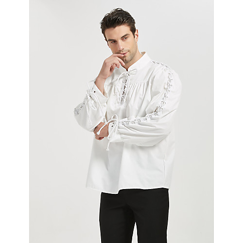 

Plague Doctor Retro Vintage Punk & Gothic Medieval Renaissance 17th Century Blouse / Shirt Masquerade Men's Cotton Costume White / Black Vintage Cosplay Party Halloween Long Sleeve