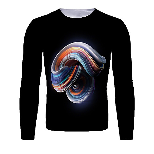 

Men's T shirt 3D Print Graphic Abstract 3D Print Long Sleeve Daily Tops Rainbow