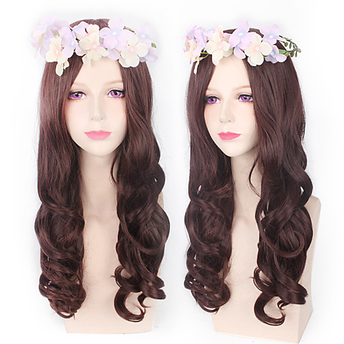 

LOL Cosplay Cosplay Wigs Women's Middle Part 28 inch Heat Resistant Fiber Wavy Brown Teen Adults' Anime Wig