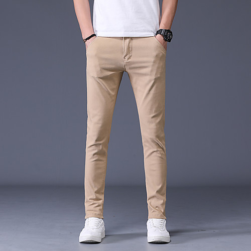 

Men's Basic Outdoor Daily Chinos Pants Solid Colored Full Length Wine Black Blue Khaki Navy Blue