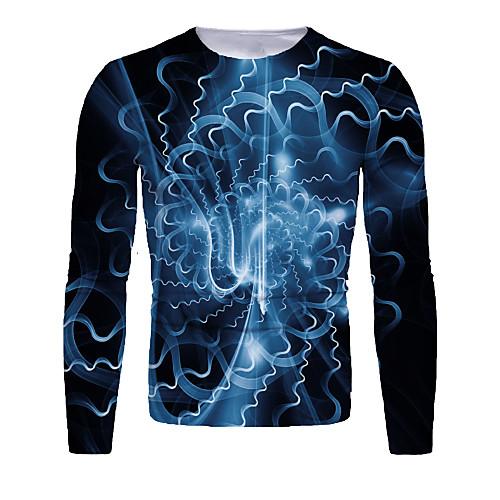 

Men's T shirt 3D Print Graphic Abstract 3D Print Long Sleeve Daily Tops Black / Navy