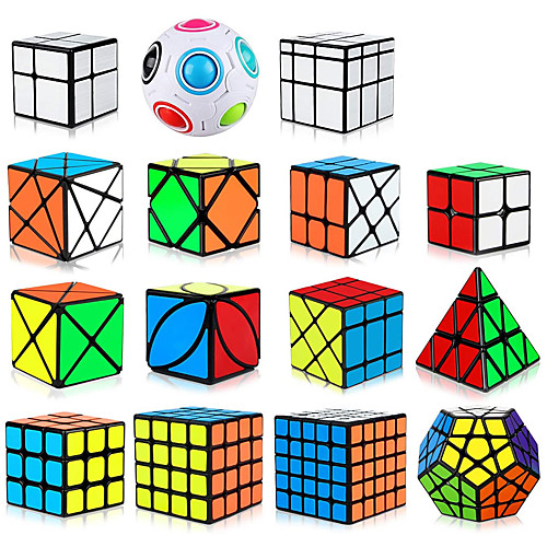 

Speed Cube Set 15 pcs Magic Cube IQ Cube 222 333 444 Speedcubing Bundle 3D Puzzle Cube Stress Reliever Puzzle Cube Stickerless Smooth Office Desk Toys Windmill Pyramid Mirror Kid's Adults Toy