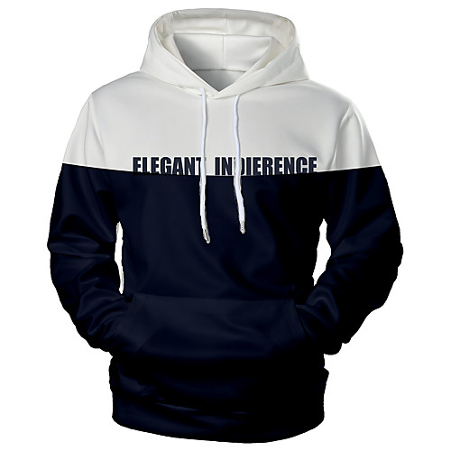 

Men's Pullover Hoodie Sweatshirt Graphic 3D Text Hooded Daily 3D Print 3D Print Hoodies Sweatshirts Long Sleeve Navy Blue / Letter