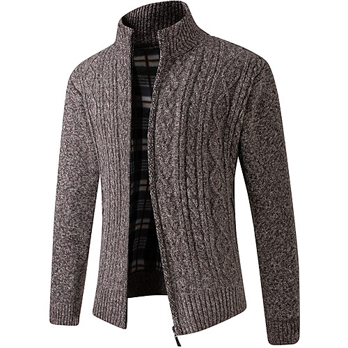 

Men's Solid Color Cardigan Long Sleeve Sweater Cardigans Stand Collar Winter Blue Wine Light gray