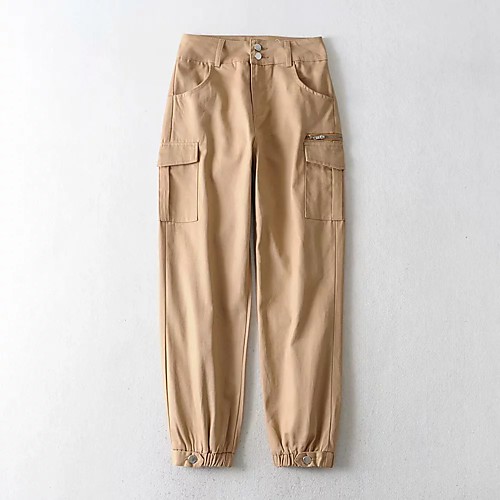 

Women's Basic Streetwear Comfort Daily Going out Pants Tactical Cargo Pants Solid Colored Full Length Pocket Black Army Green Khaki