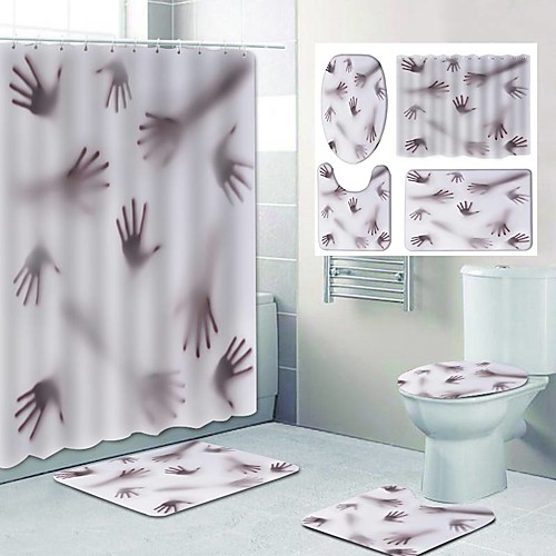 

Hand Shadow Pattern PrintingBathroom Shower Curtain Leisure Toilet Four-Piece Design