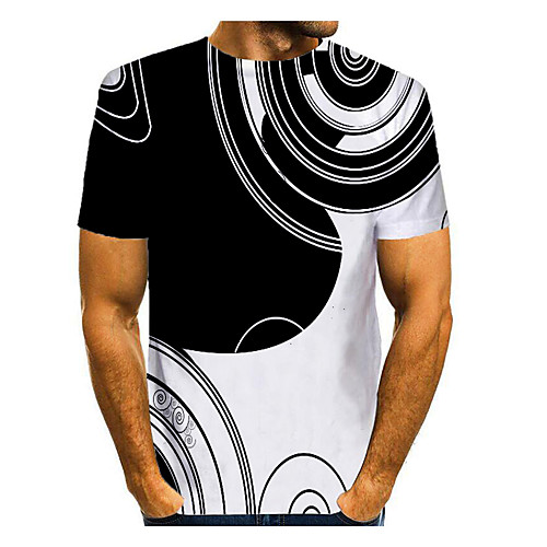 

Men's T shirt 3D Print Graphic Abstract 3D Print Short Sleeve Daily Tops Black / White