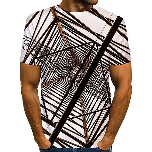 

Men's T shirt 3D Print Graphic Print Short Sleeve Daily Tops Streetwear Black Blue Light Brown