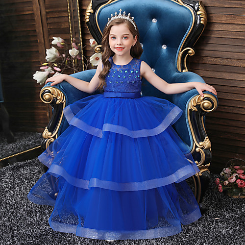 

Princess Flapper Dress Dress Party Costume Girls' Movie Cosplay Cosplay Costume Party Purple Red Blue Dress Christmas Children's Day New Year Polyester Organza