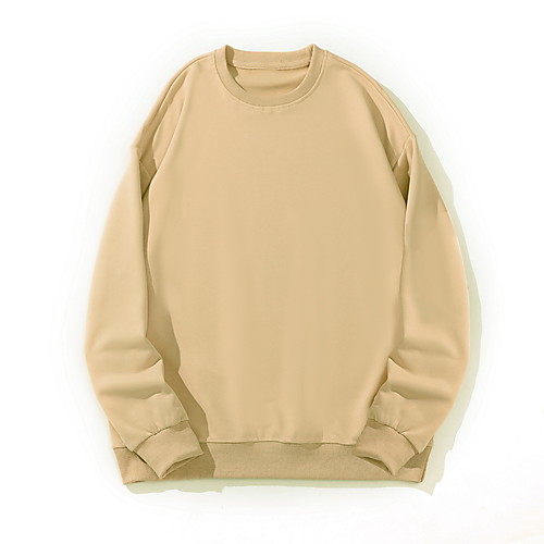 

Men's Pullover Sweatshirt Solid Color Round Neck Basic Hoodies Sweatshirts Long Sleeve Loose Wine Black Beige