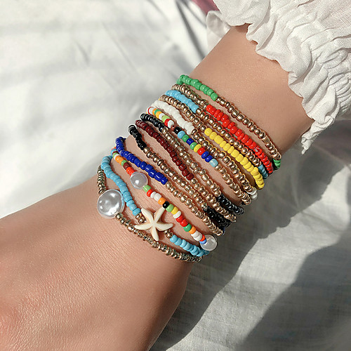 

Women's Bead Bracelet Friendship Bracelet Wrap Bracelet Fancy Fashion Birthday Vintage Theme Luxury Fashion Punk Trendy Boho Glass Bracelet Jewelry Rainbow For Christmas Halloween Gift Prom Festival