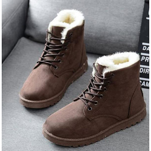 

Women's Boots Snow Boots Flat Heel Round Toe Booties Ankle Boots Casual Daily Walking Shoes Nubuck Lace-up Solid Colored Pink Gray Black / Booties / Ankle Boots / Booties / Ankle Boots