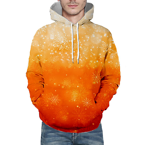 

Men's Pullover Hoodie Sweatshirt Print Graphic 3D Hooded Christmas Daily 3D Print 3D Print Christmas Hoodies Sweatshirts Long Sleeve Orange