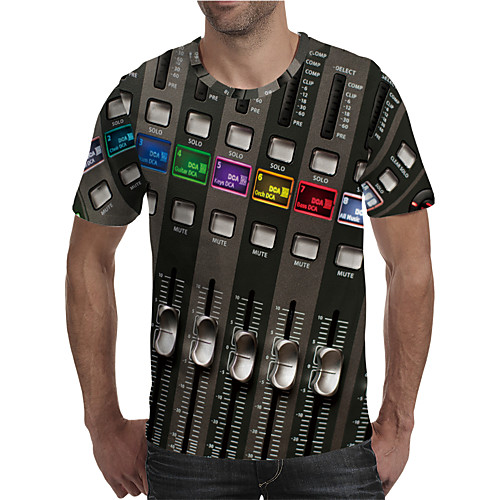

Men's T shirt 3D Print Graphic Plus Size Print Short Sleeve Daily Tops Elegant Exaggerated Gray