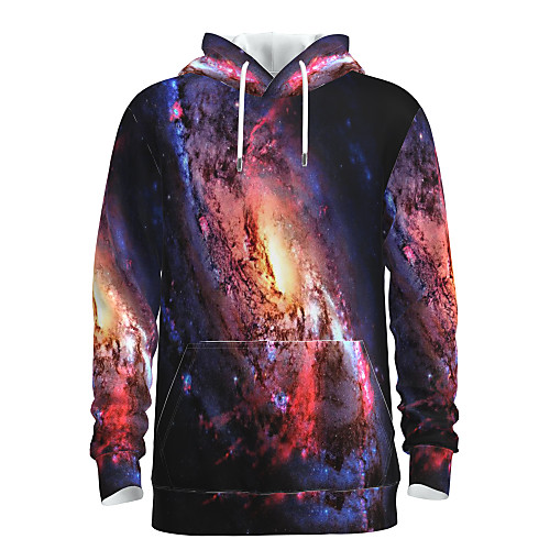 

Men's Pullover Hoodie Sweatshirt Universe Graphic 3D Front Pocket Hooded Daily 3D Print 3D Print Casual Hoodies Sweatshirts Long Sleeve Orange