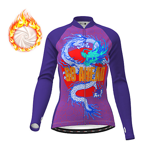 

21Grams Women's Long Sleeve Cycling Jersey Winter Fleece Polyester Purple Yellow Dragon Bike Jersey Top Mountain Bike MTB Road Bike Cycling Fleece Lining Warm Quick Dry Sports Clothing Apparel