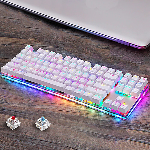 

Gaming Mechanical Keyboard USB Wired 87 keys with RGB Backlight Red/Blue Switch for PC Computer Gamer