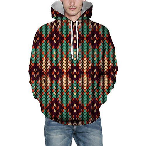 

Men's Pullover Hoodie Sweatshirt Plaid Checkered Graphic 3D Hooded Christmas Daily 3D Print Christmas Hoodies Sweatshirts Long Sleeve Light Green