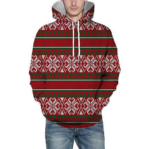 

Men's Pullover Hoodie Sweatshirt Lines / Waves Graphic 3D Hooded Christmas Daily 3D Print Christmas Hoodies Sweatshirts Long Sleeve Red