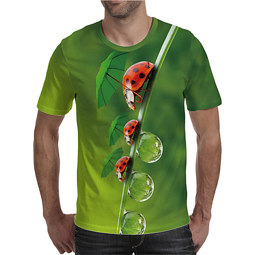 

Men's T shirt 3D Print Graphic Plus Size Print Short Sleeve Daily Tops Elegant Exaggerated Green