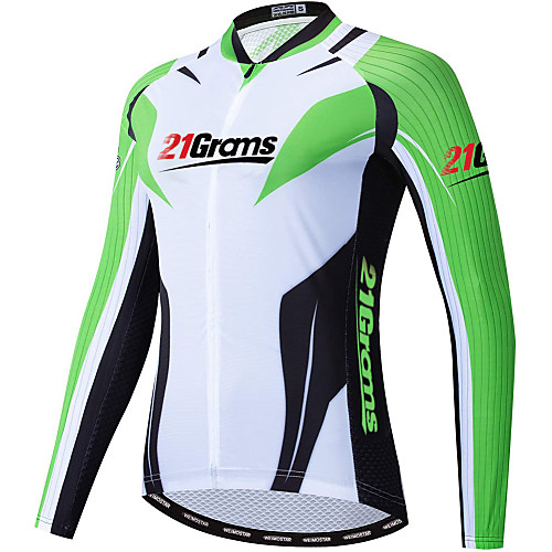 

21Grams Men's Long Sleeve Cycling Jersey Winter Polyester Green Patchwork Bike Jersey Top Mountain Bike MTB Road Bike Cycling Warm Quick Dry Breathable Sports Clothing Apparel / Stretchy / Athleisure