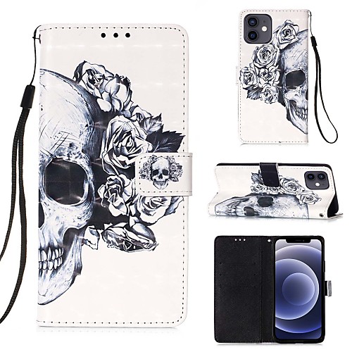 

Case For iPhone 12 / iPhone 12 Mini / iPhone 12 Pro / iPhone 12 Pro Max Card Holder Flip Magnetic Full Body Cases Skull Flower PU Case For iPhone 11 Pro Max / SE2020 / XS Max / XR XS 7 / 8 7 / 8 plus