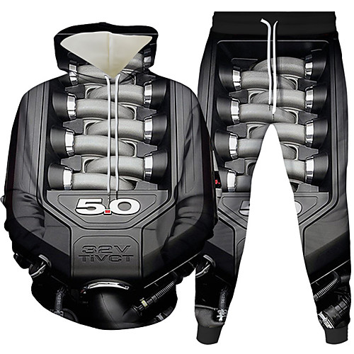 

Men's Pullover Hoodie Sweatshirt 3D 3D Digital Print Cool 2 Piece Hooded Daily 3D Print Streetwear Hoodies Sweatshirts Long Sleeve Gray
