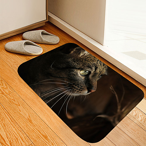 

Focus On Kitten Digital Printing Mat Modern Bath Mats Nonwoven / Memory Foam Novelty Bathroom