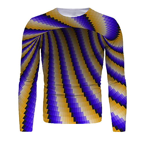 

Men's T shirt 3D Print Graphic Abstract 3D Print Long Sleeve Daily Tops Blue