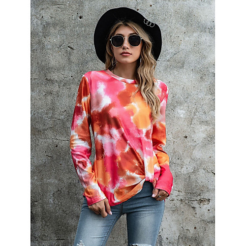 

Women's Hoodie Sweatshirt Tie Dye Sports Going out Casual Streetwear Hoodies Sweatshirts Loose Blue Purple Orange