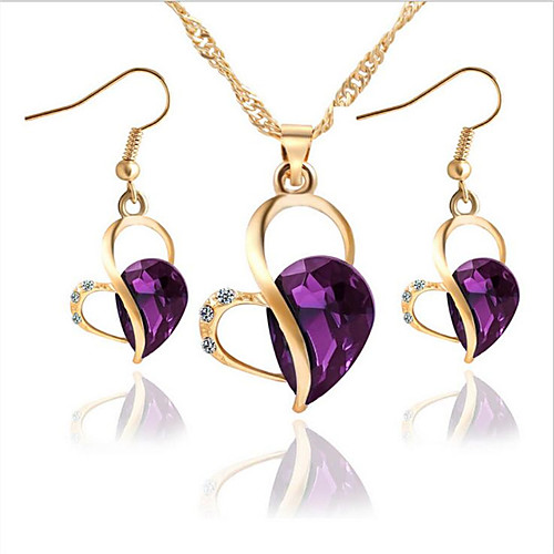 

Women's Cubic Zirconia Jewelry Set Hollow Out Heart Stylish Rhinestone Earrings Jewelry Blue / Purple / Green For Party Evening Gift Festival 1 set