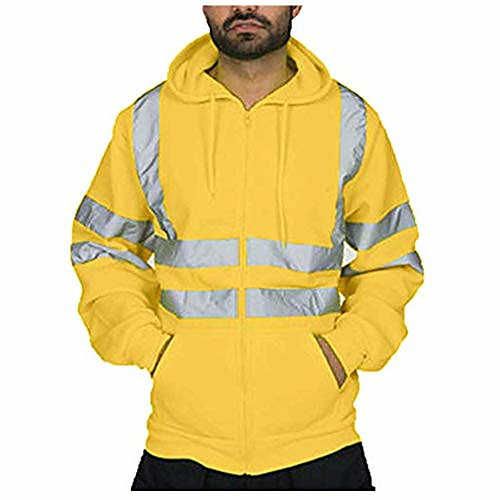 

men's road work high visibility reflective hoodies 2018 novelty street costume, waterproof jacket (l, yellow)