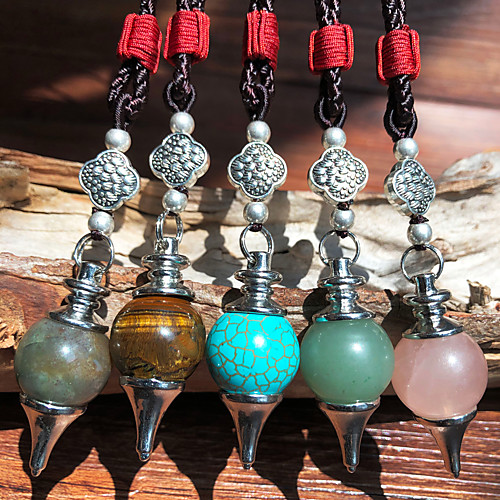 

Women's Men's Pendant Necklace Necklace Handmade Friends Precious Joy Lucky Blessed Ethnic Vintage Punk Trendy Cord Agate Stone Blue Blushing Pink Green Brown Light Blue 70 cm Necklace Jewelry 1pc For